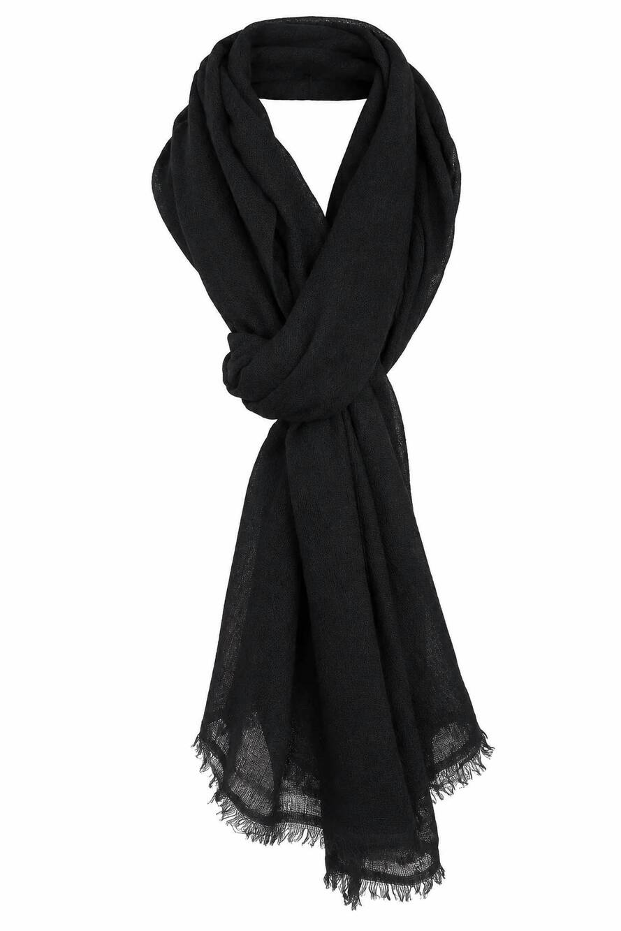 NEW DOLMA women's diamond weave cashmere featherweight scarf in black